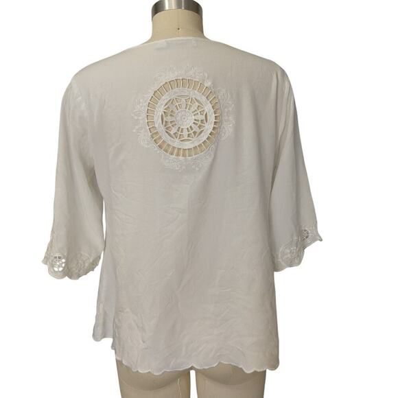 Solitaire Y2K 2000s Lace Top Size M White Romantic Victorian Cottage Whimsygoth - Picture 5 of 8